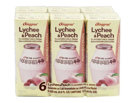 BINGGRAE LYCHEE & PEACH MILK 6SX200ML For Discount