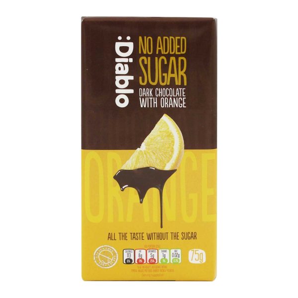 Diablo No Added Sugar Dark Chocolate with Orange 75g Fashion