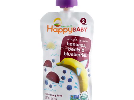 Happy Baby Organic Baby Food Simple Combos Bananas, Beets and Blueberries 113g Hot on Sale