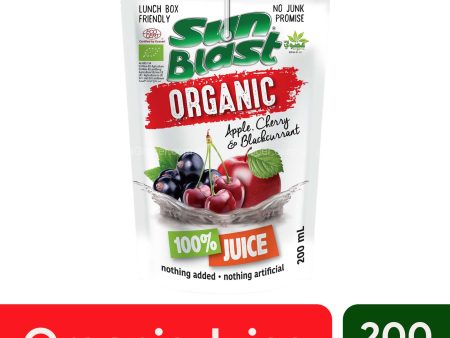 Sun Blast Organic 100% Juice Apple, Cherry and Blackcurrant 200ml Online Hot Sale