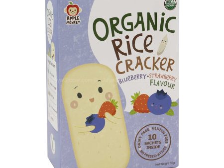 Apple Monkey Rice Cracker Blueberry and strawberry Flavour 30g Online now