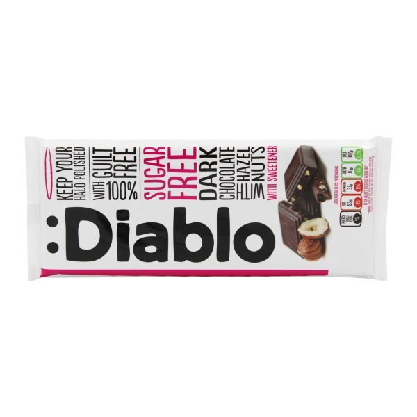 Diablo Sugar Free Dark Chocolate with Hazelnut with Sweetener 85g on Sale