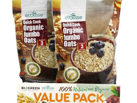 Etblisse Organic Quick Cook Jumbo Oats 500g Supply