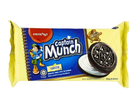 Munchy s Captain Munch Vanilla Sandwich Cookies 165g For Cheap