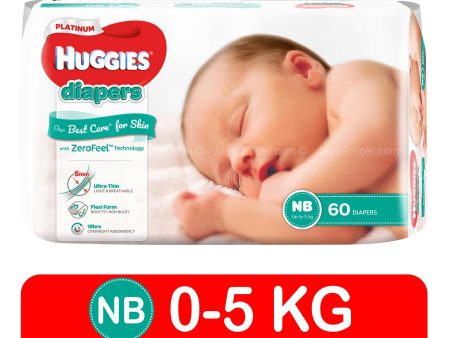 Huggies Diapers Platinum New Born (5kg) 60pcs Fashion