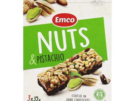 Emco Nuts and Pistachio Musli Bars Coated in Dark Chocolate 105g Online Sale