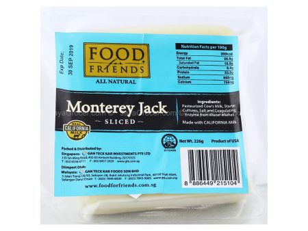 Food for Friends Sliced Monterey Jack Cheese 226g on Sale