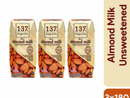 137 Degrees Unsweetened Almond Milk 180ml x 3 Online Hot Sale