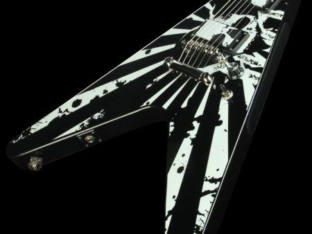 Used Epiphone Love Death Baritone Flying V Electric Guitar Ebony with Graphics For Discount